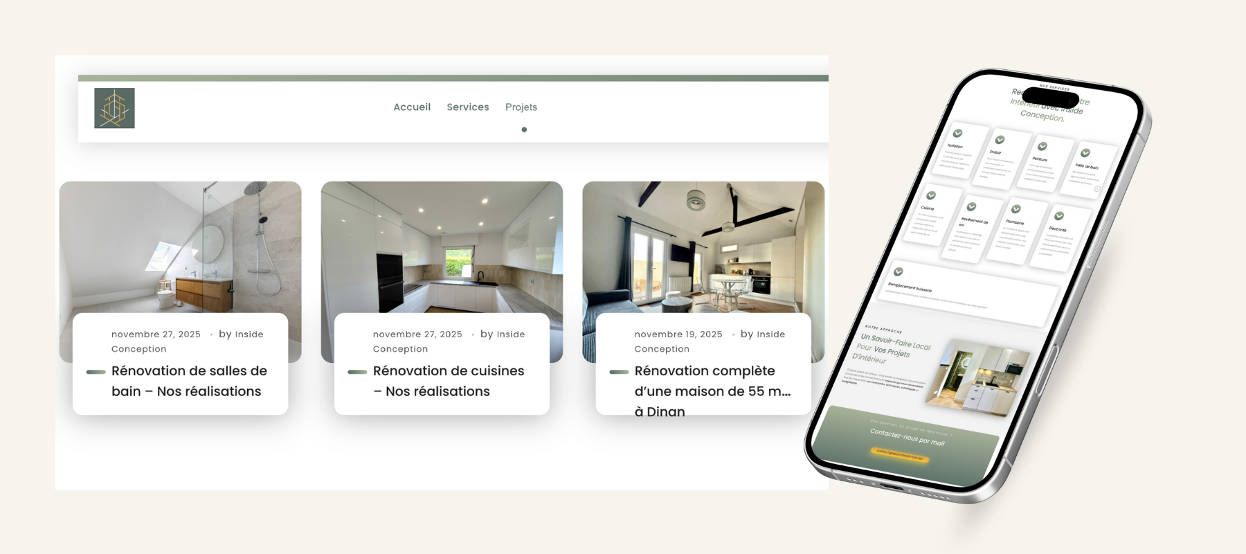 Site vitrine Inside Conception Rennes – capture écran